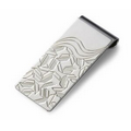 Trapezium Pattern w/ Wavy Lines Shiny Nickel Plated Money Clip